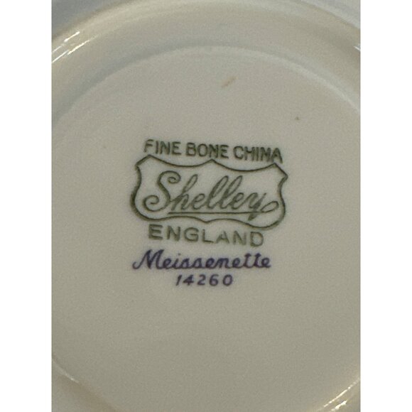 Shelley England Meissenette Fine Bone China Cup & Saucer Set Blue White - Picture 6 of 6